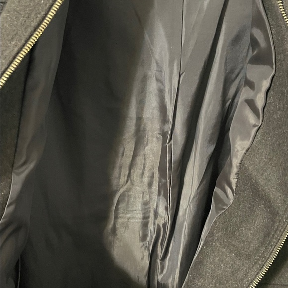 Michael Kors Wool Car Utility Pea Coat Dark Brown Hooded Size Large Gold Zipper - Picture 10 of 15